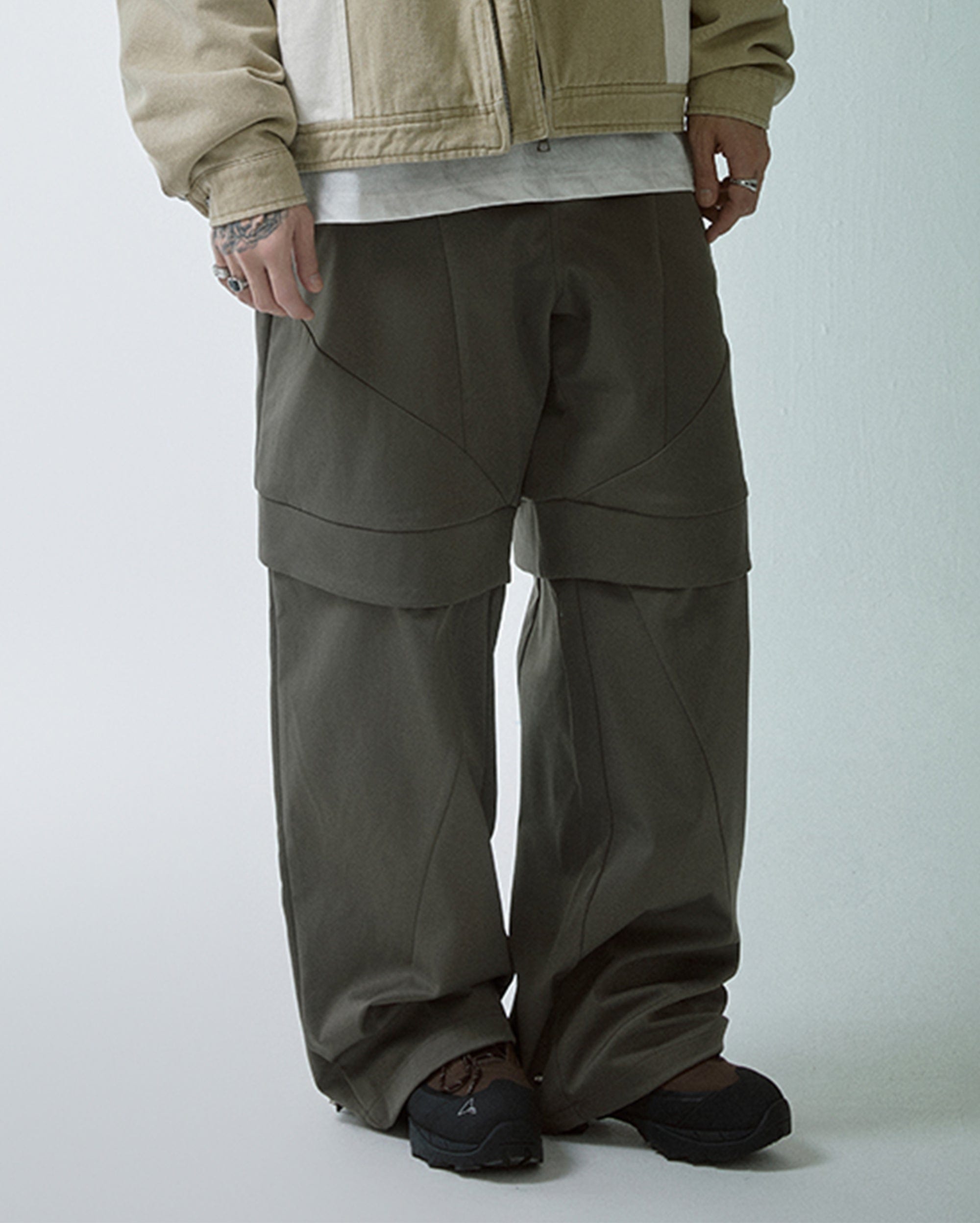F2CE Modern Deconstructed Double-Knee Rivet Pants