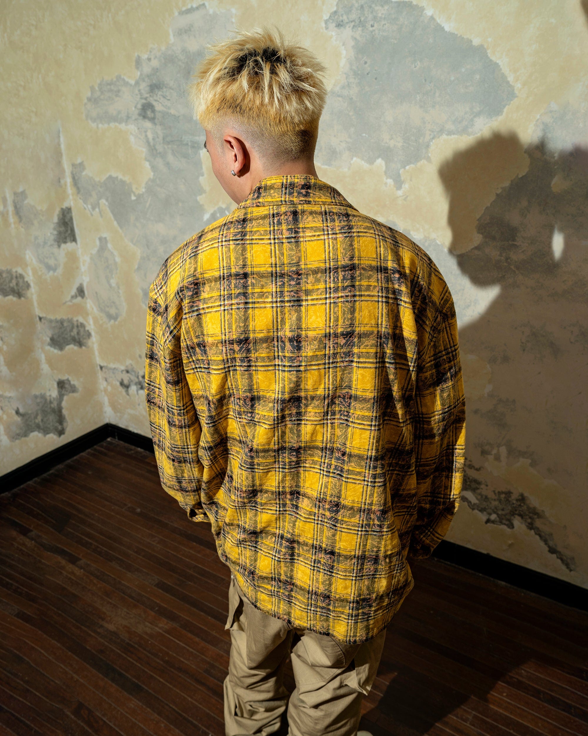 MAKEMORE Retro Plaid Shirt Yellow