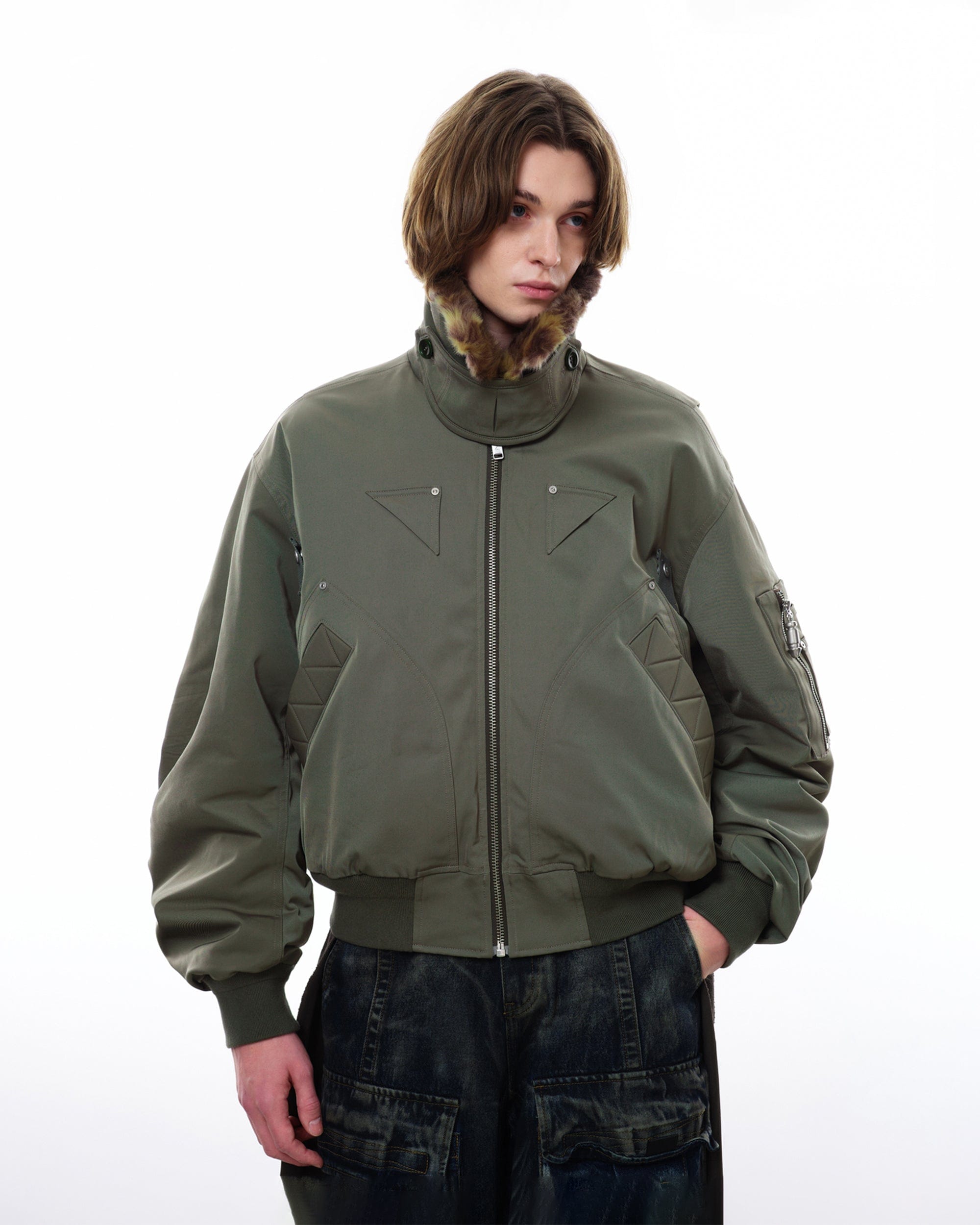 FACEONLAB Fleece-Lined B-15 BOMBER Jacket Green