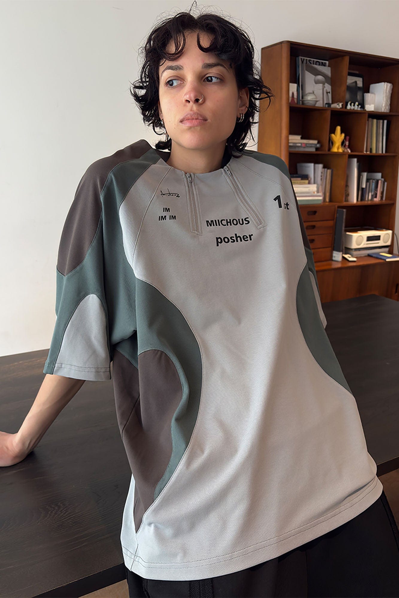 MIICHOUS Arc Spliced Dual Half-Zip Raglan T-Shirt