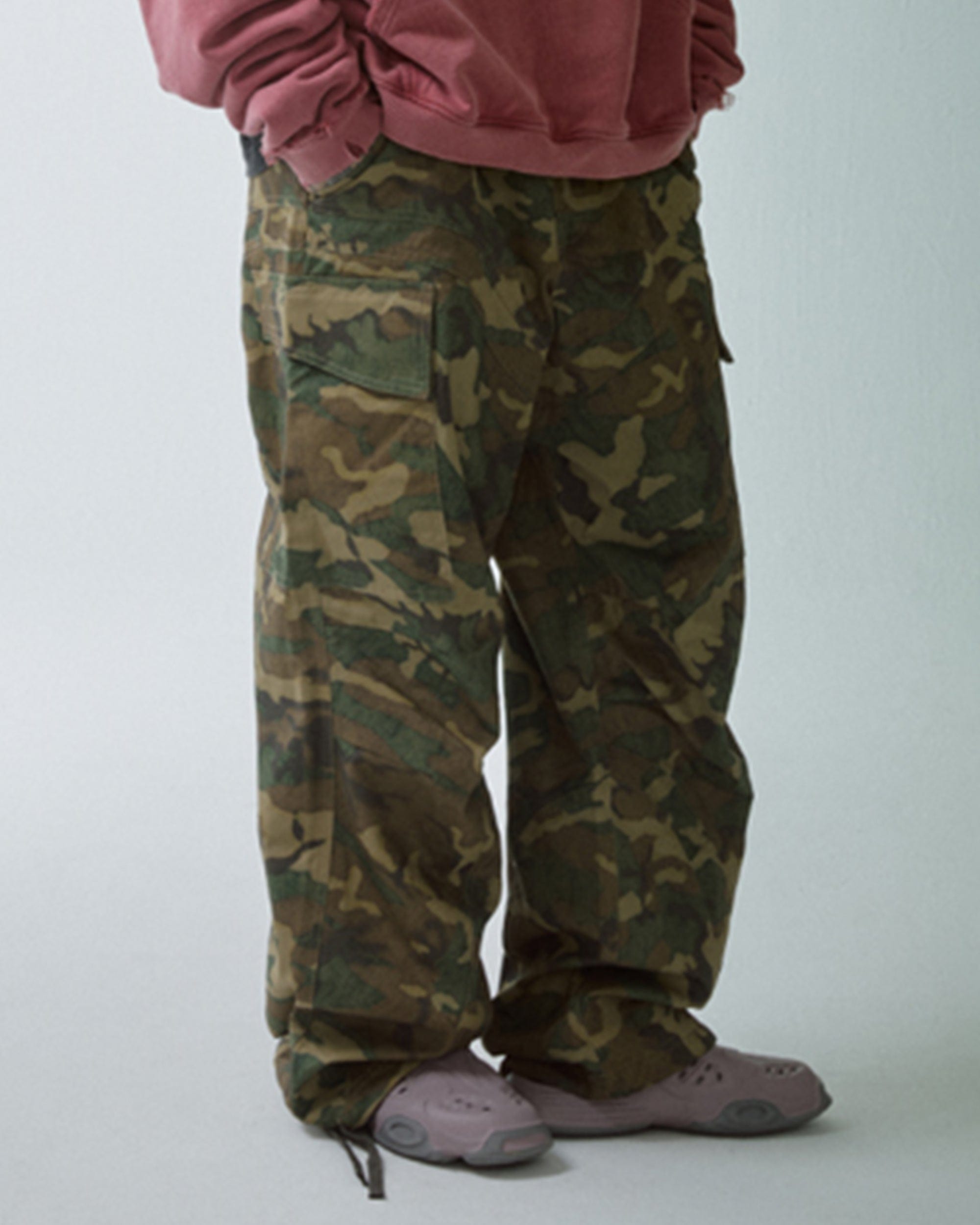 F2CE Wide-Leg Draw-String Camo Cargo Pants