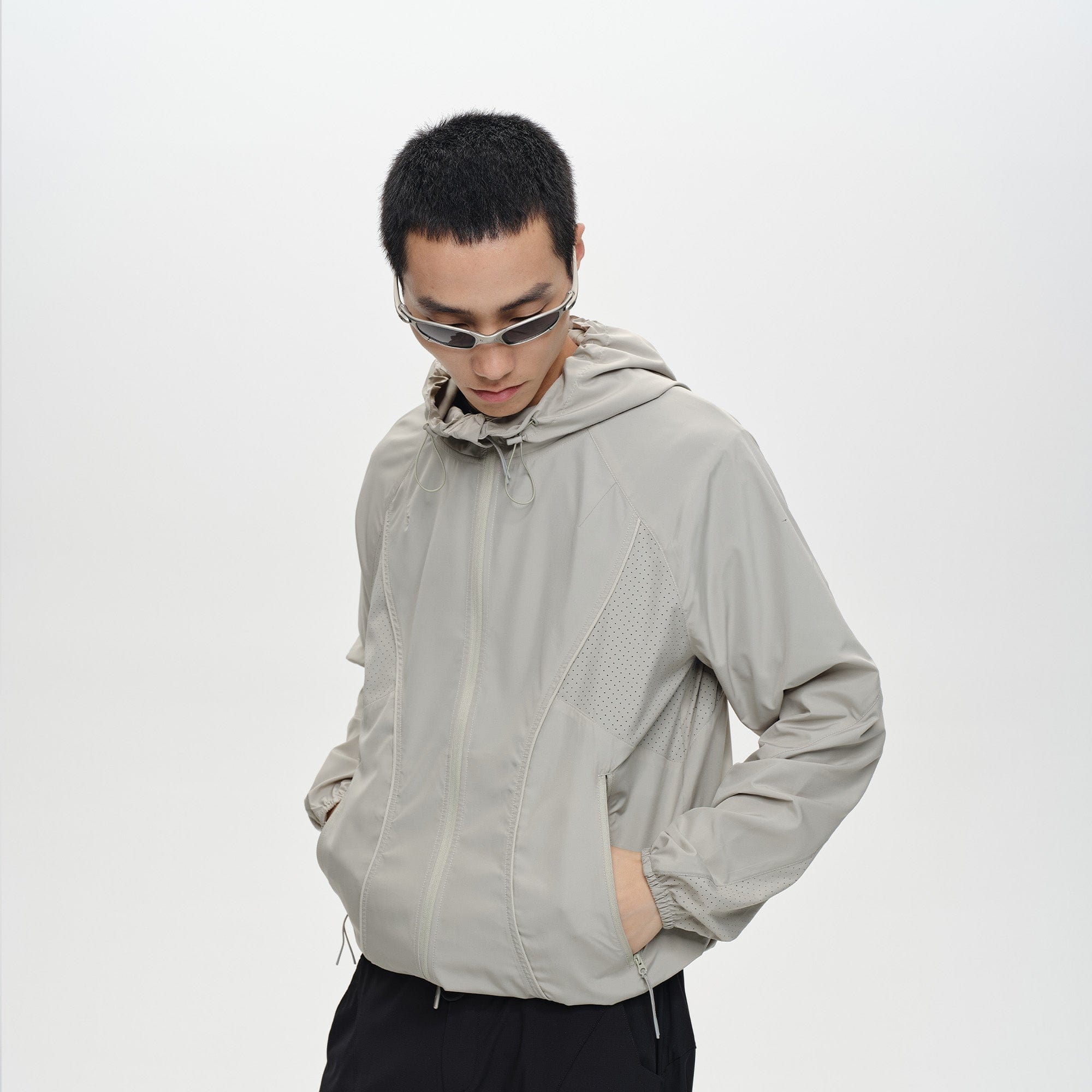 CATSSTAC Spliced Laser-Perforated Waterproof UV Production Hooded Jacket