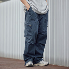BANANA CLUB Zippered-Hem Multi-Pocket Crinkled Cargo Pants
