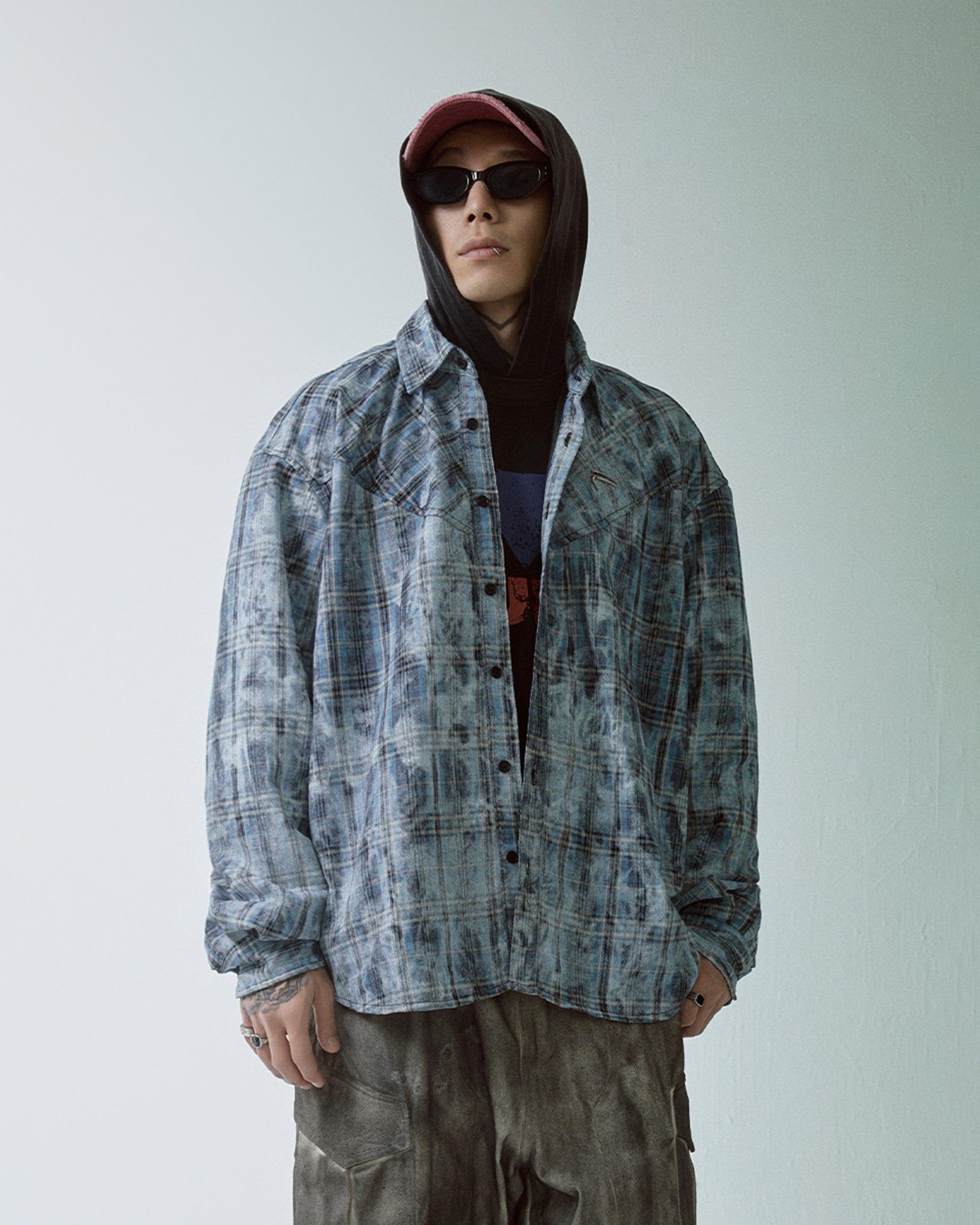 F2CE Spliced Abstract Plaid Shirt