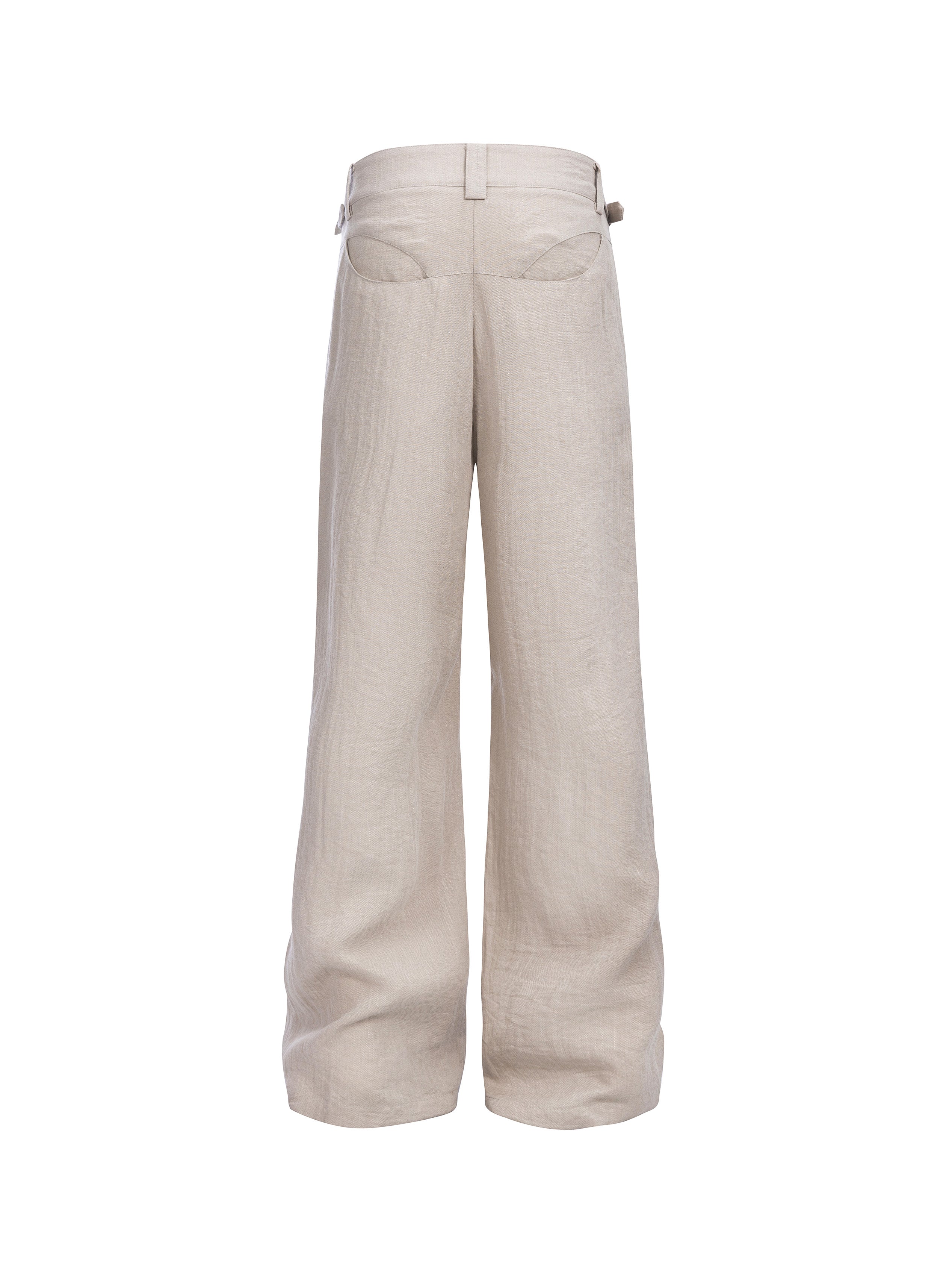 CATSSTAC Linen-Tencel Pleated Straight-Leg Trousers