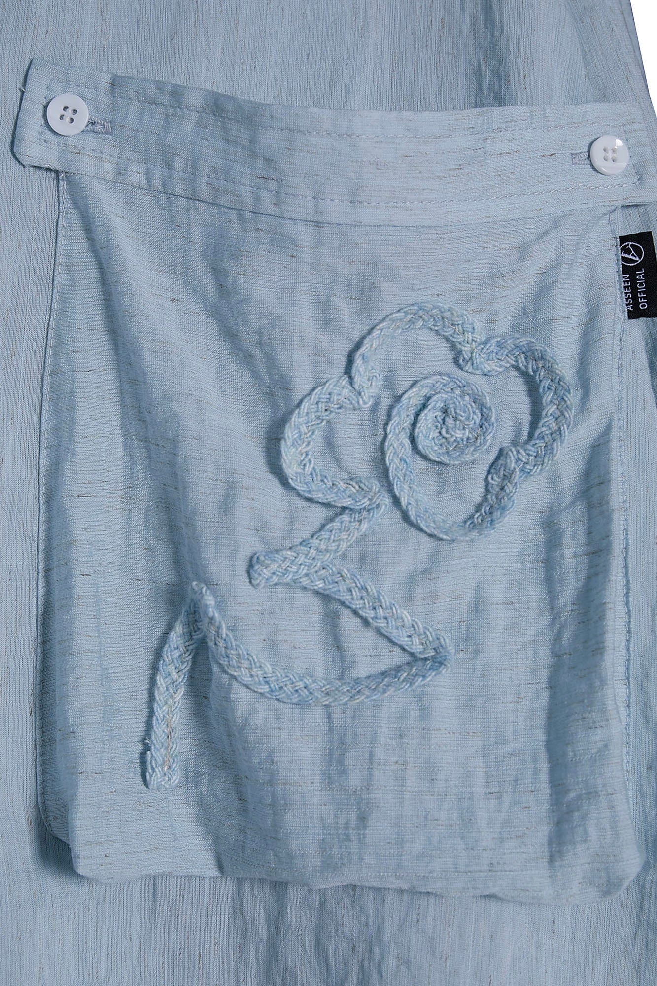 ASSEEN Rose Embroidered Pocket Linen-Blended Overshirt