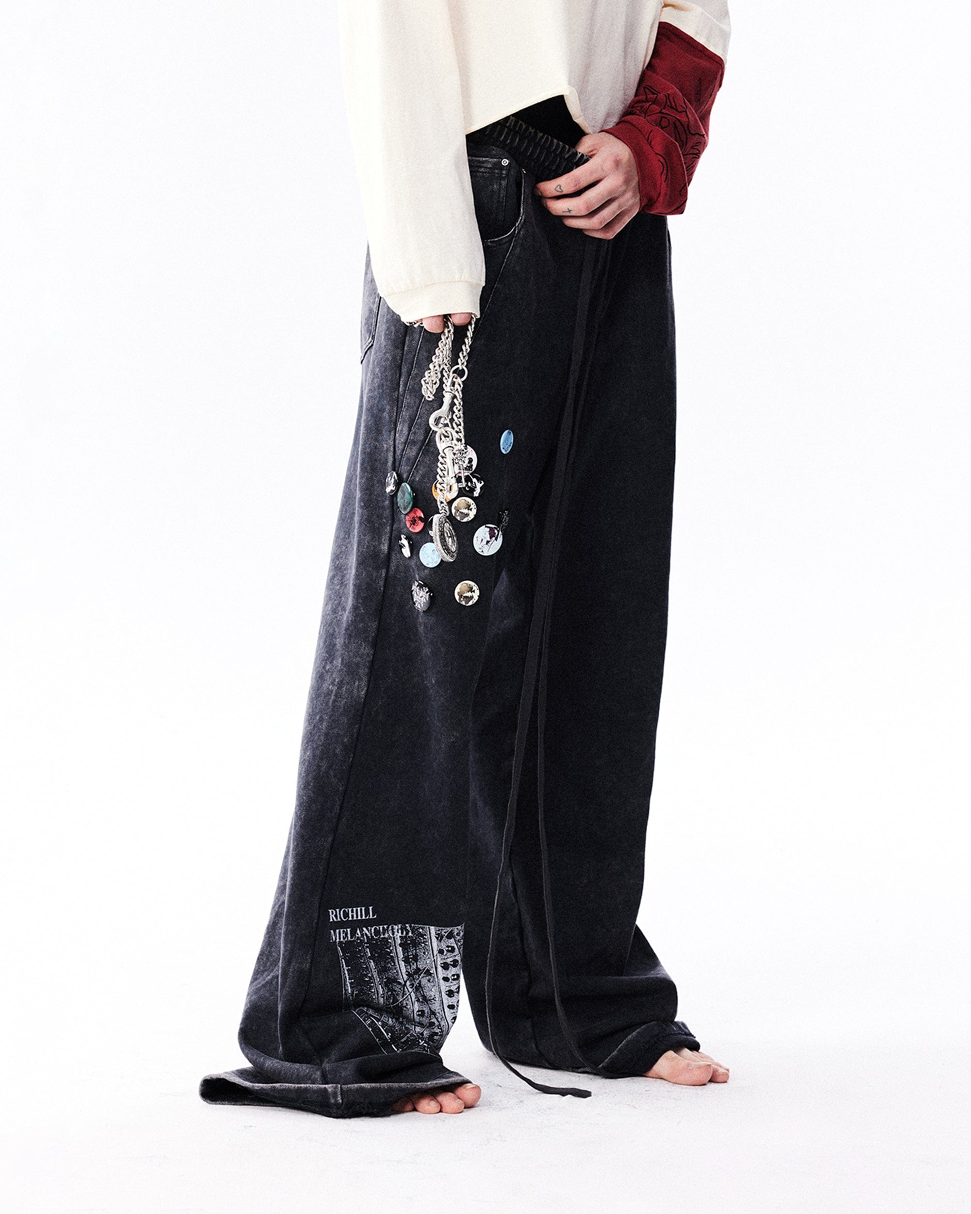 RICHILL Washed Badge Patchwork Pants