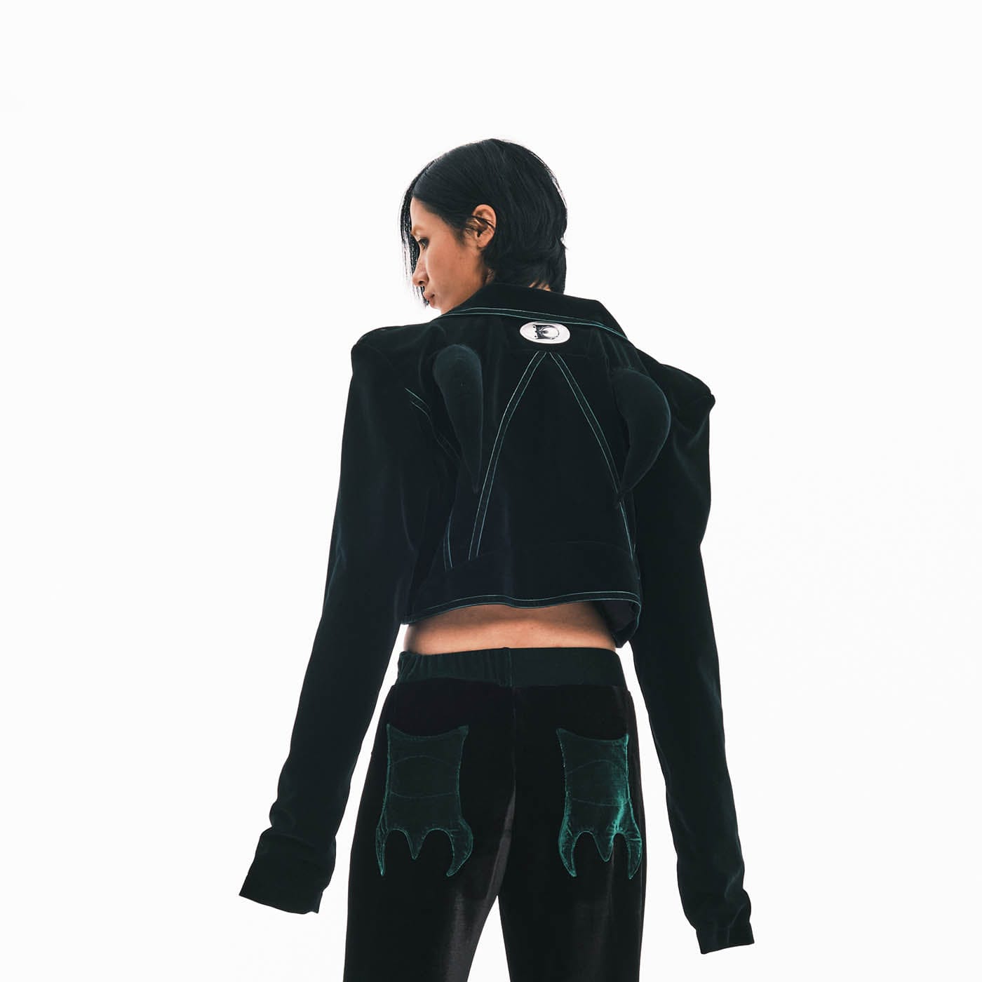 EMBRYO Devil Horned Velvet Cropped Jacket