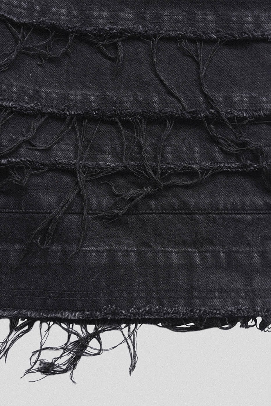 UNDERWATER Heavily Frayed Layered Denim Shorts
