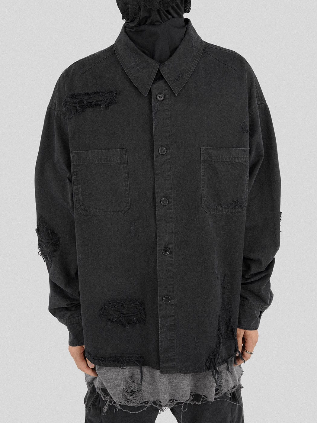 UNDERWATER Ripped Overshirt Black