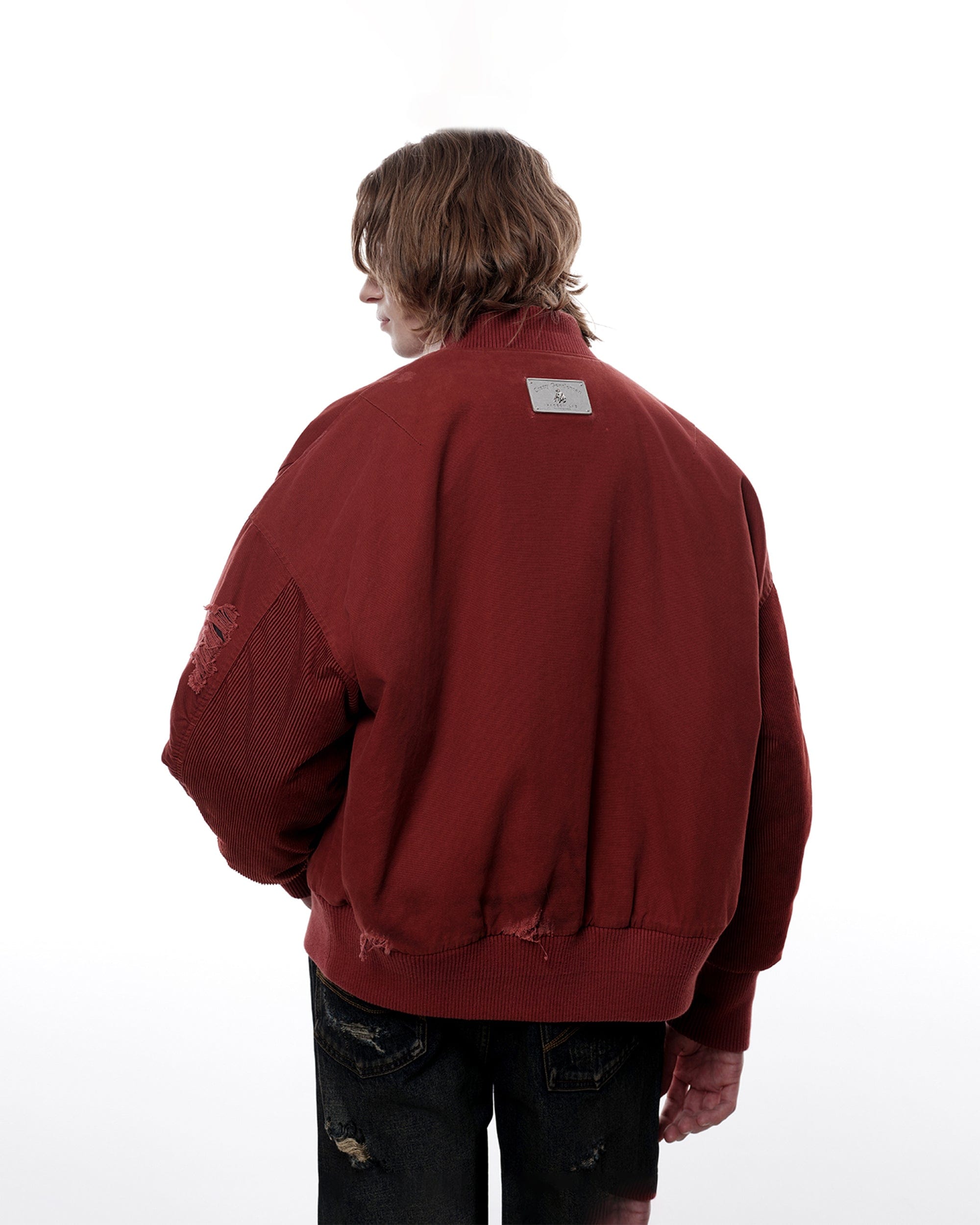 FACEONLAB Ripped MA-1 Jacket Red