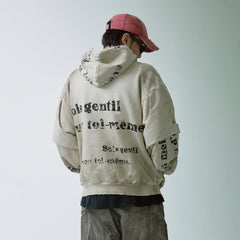 F2CE Distressed Layered Slogan Hoodie