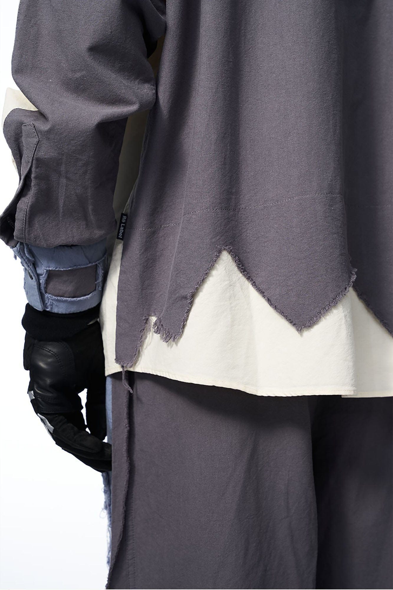 RELABEL Deconstructed Paneled Raw-Edge Frayed Shirt