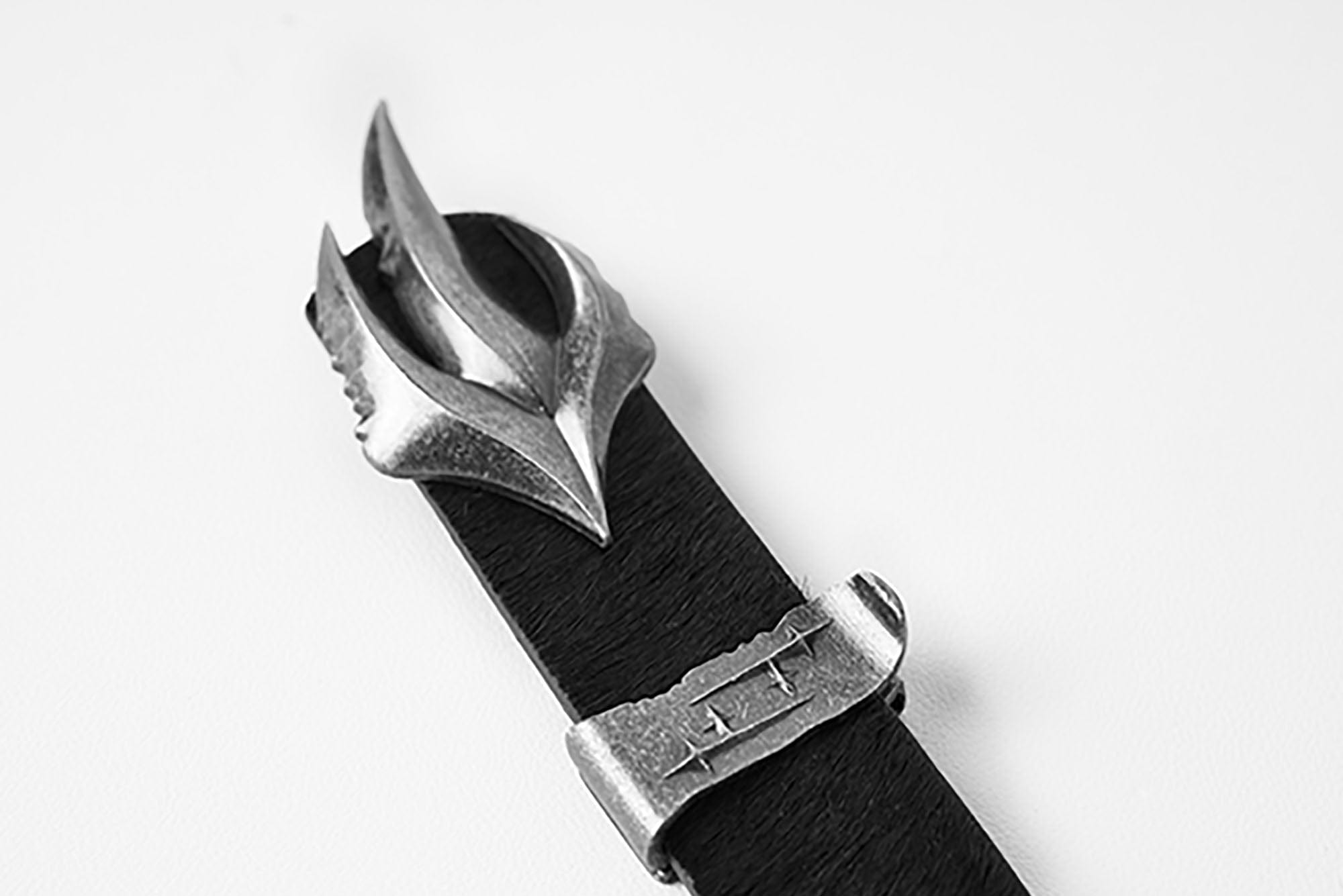 FLYERRER Gothic Buckle Cross-Star Hair-on Leather Belt
