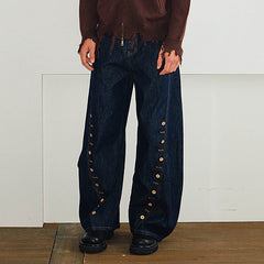 KREATE Button-Trim Flared Jeans