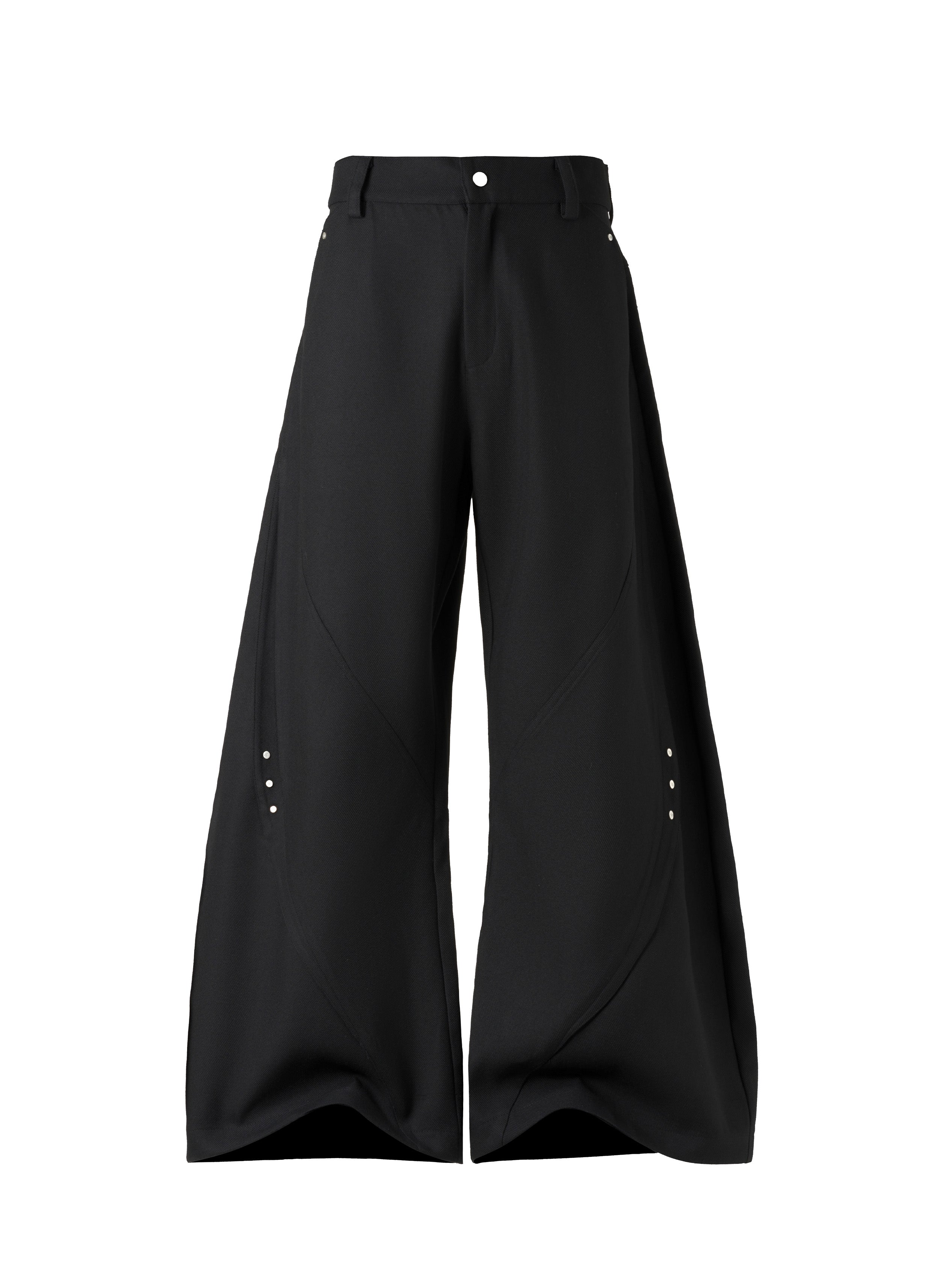 CATSSTAC Curved Draped Wide-Leg Trousers