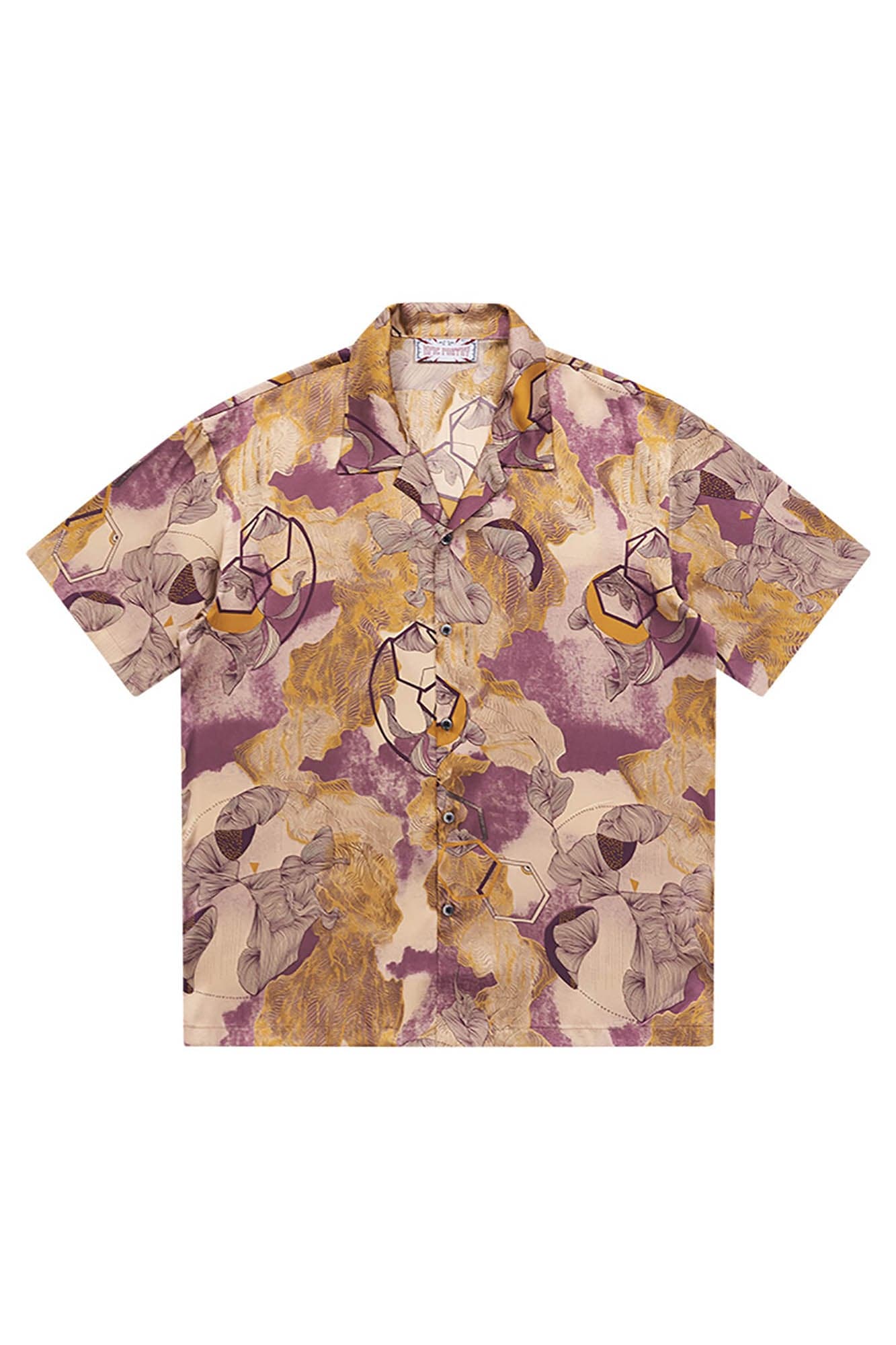 EPIC POETRY Botanic Geometry Satin Cuban Half Shirt