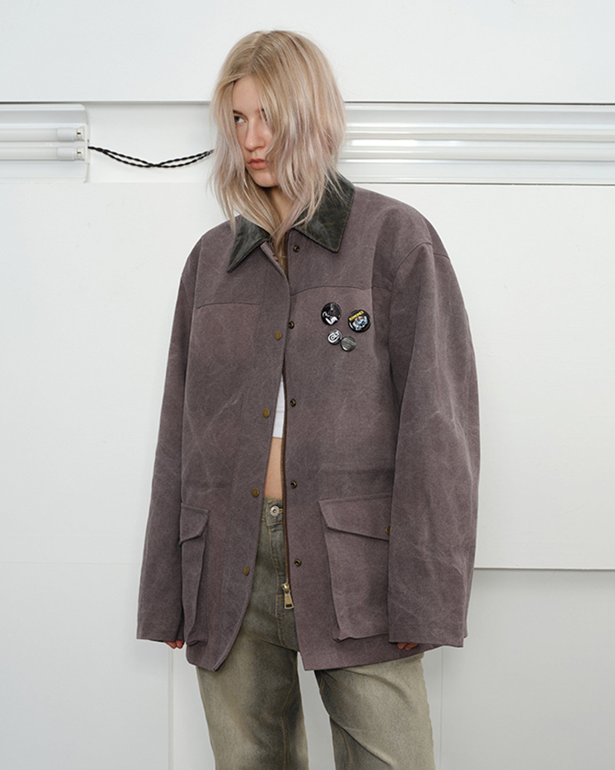 KREATE Aged Canvas Spliced Big-Pocket Jacket