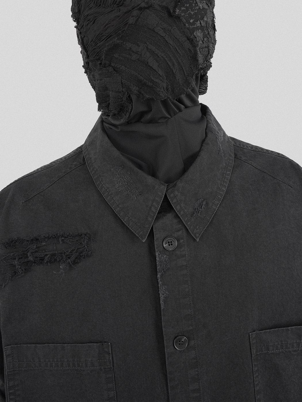 UNDERWATER Ripped Overshirt Black