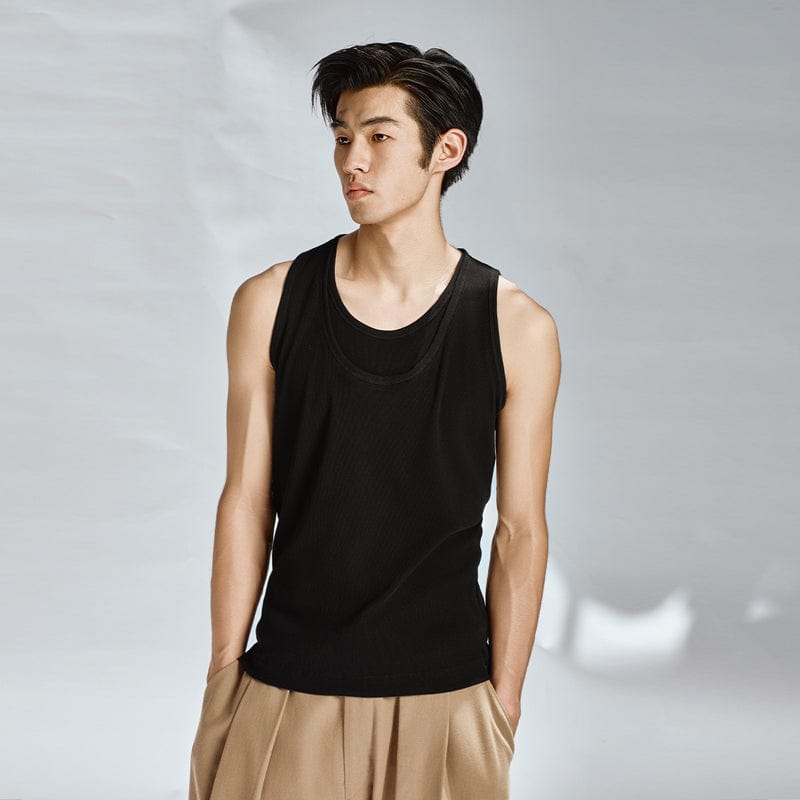 OPICLOTH Double-Layer Ribbed Tank Top