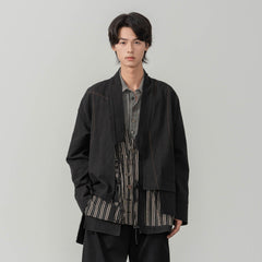 MOITIEDEPETALE Striped Layered Stitched Daoist Robe