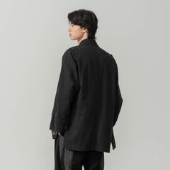 MOITIEDEPETALE Striped Layered Stitched Daoist Robe