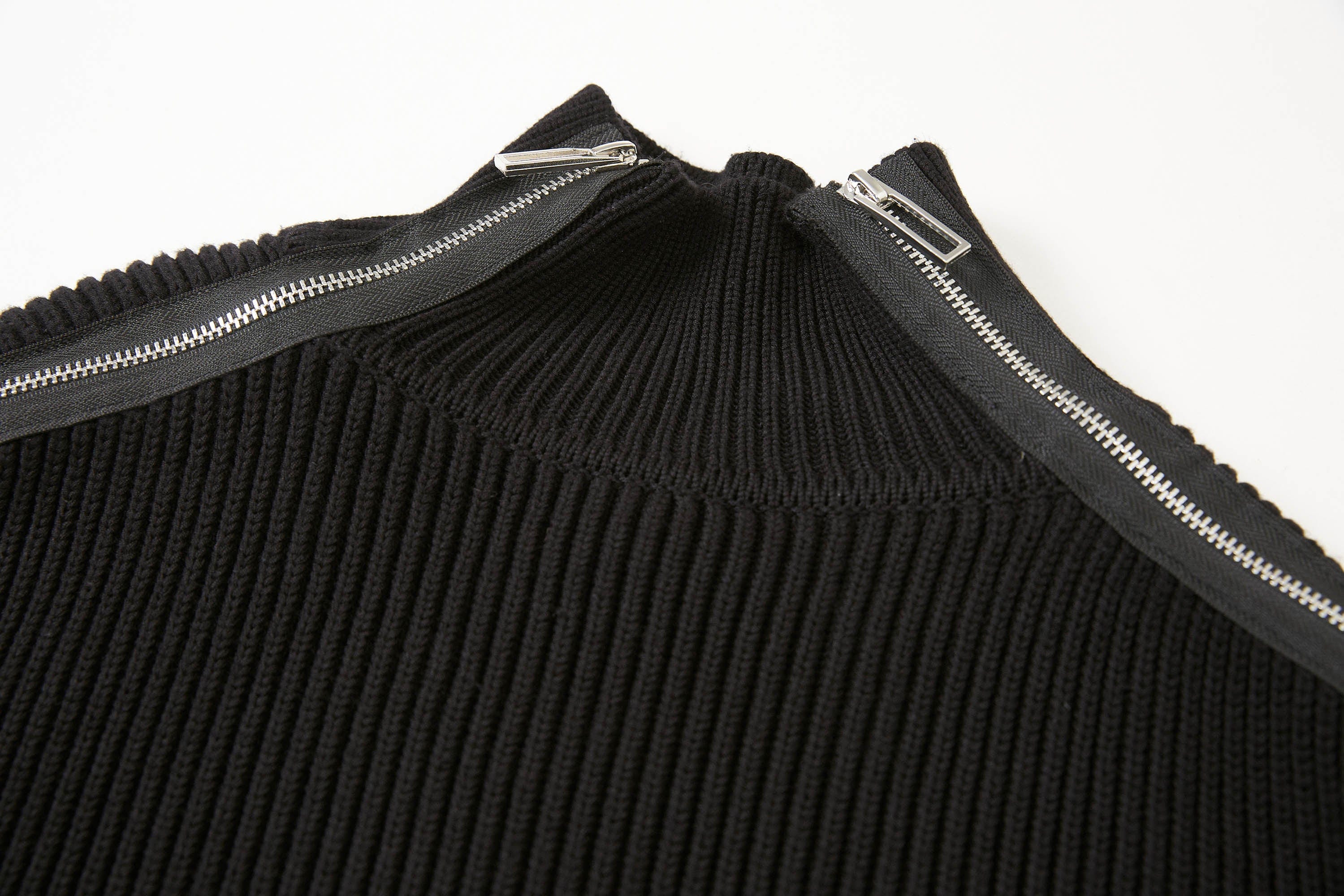 LOSTNFOUND Paneled Side-Zip Mock Neck Sweater