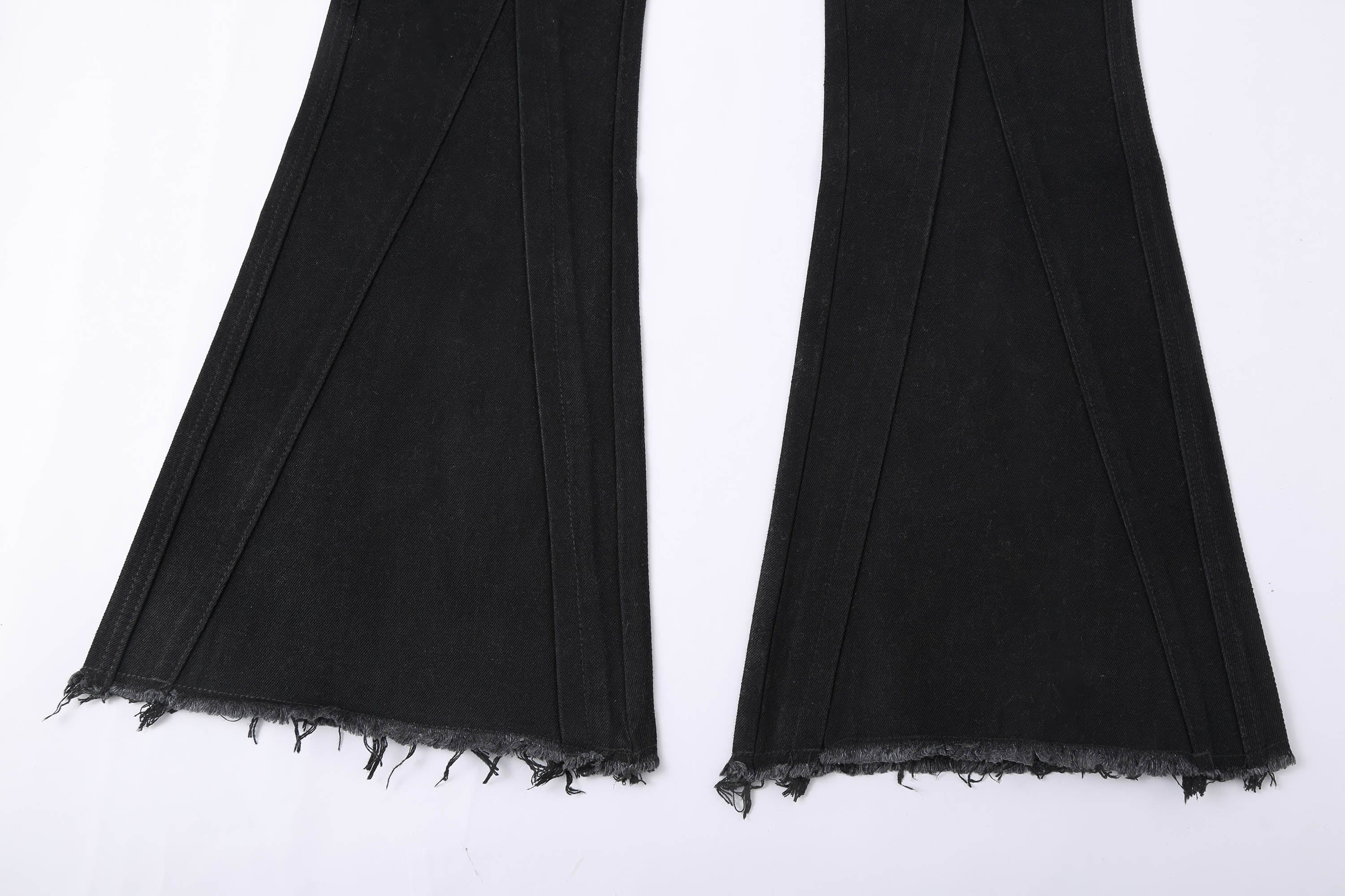 CLP Retro Frayed Slim Fit Flared Jeans