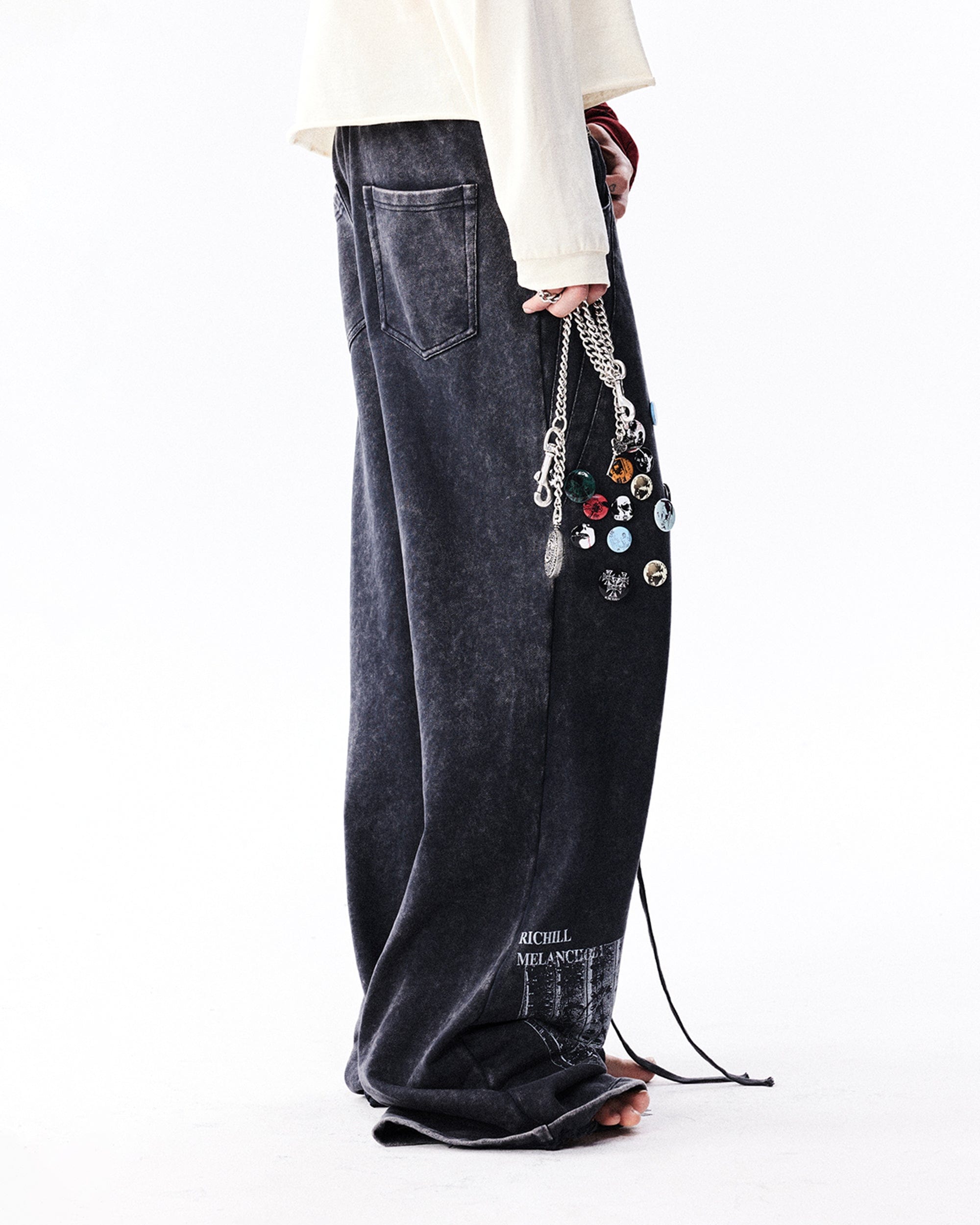 RICHILL Washed Badge Patchwork Pants