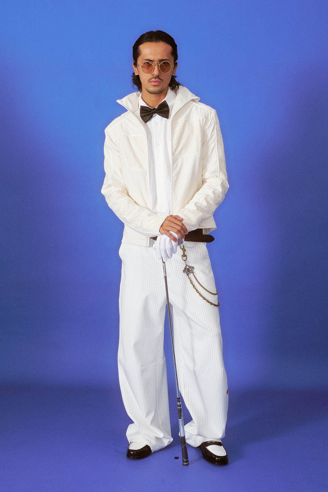 TRECLUB Retro Striped Straight-Leg Trousers