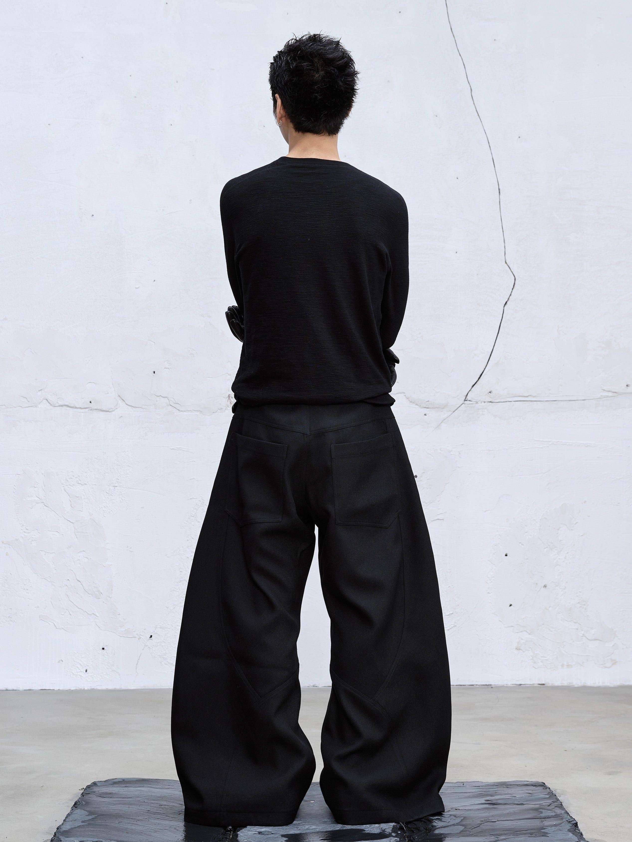 CATSSTAC Curved Draped Wide-Leg Trousers