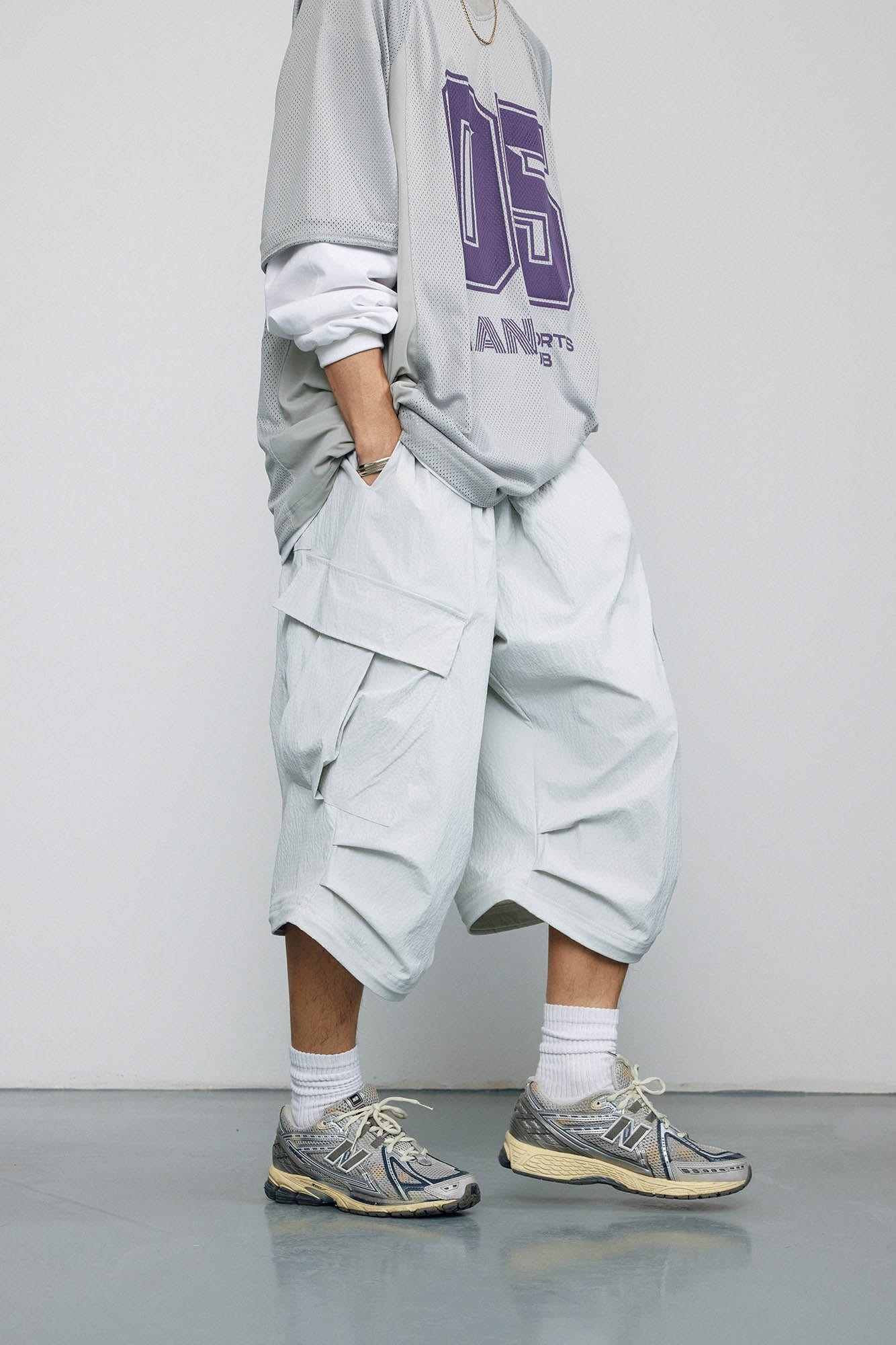 BANANA CLUB Crinkled Multi-Pocket Detachable Cargo Pants