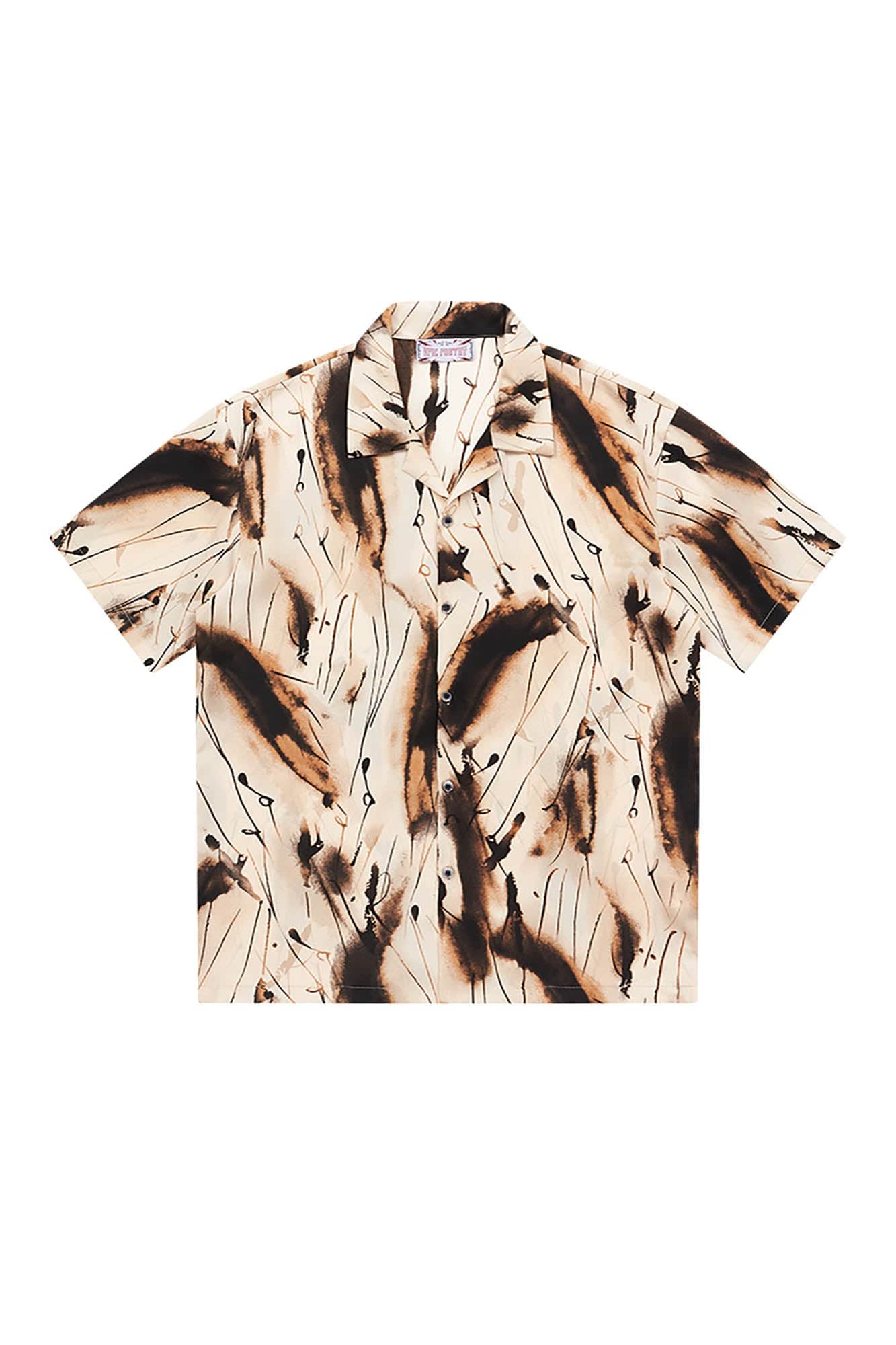 EPIC POETRY Ink Splash Cuban Half Shirt Brown
