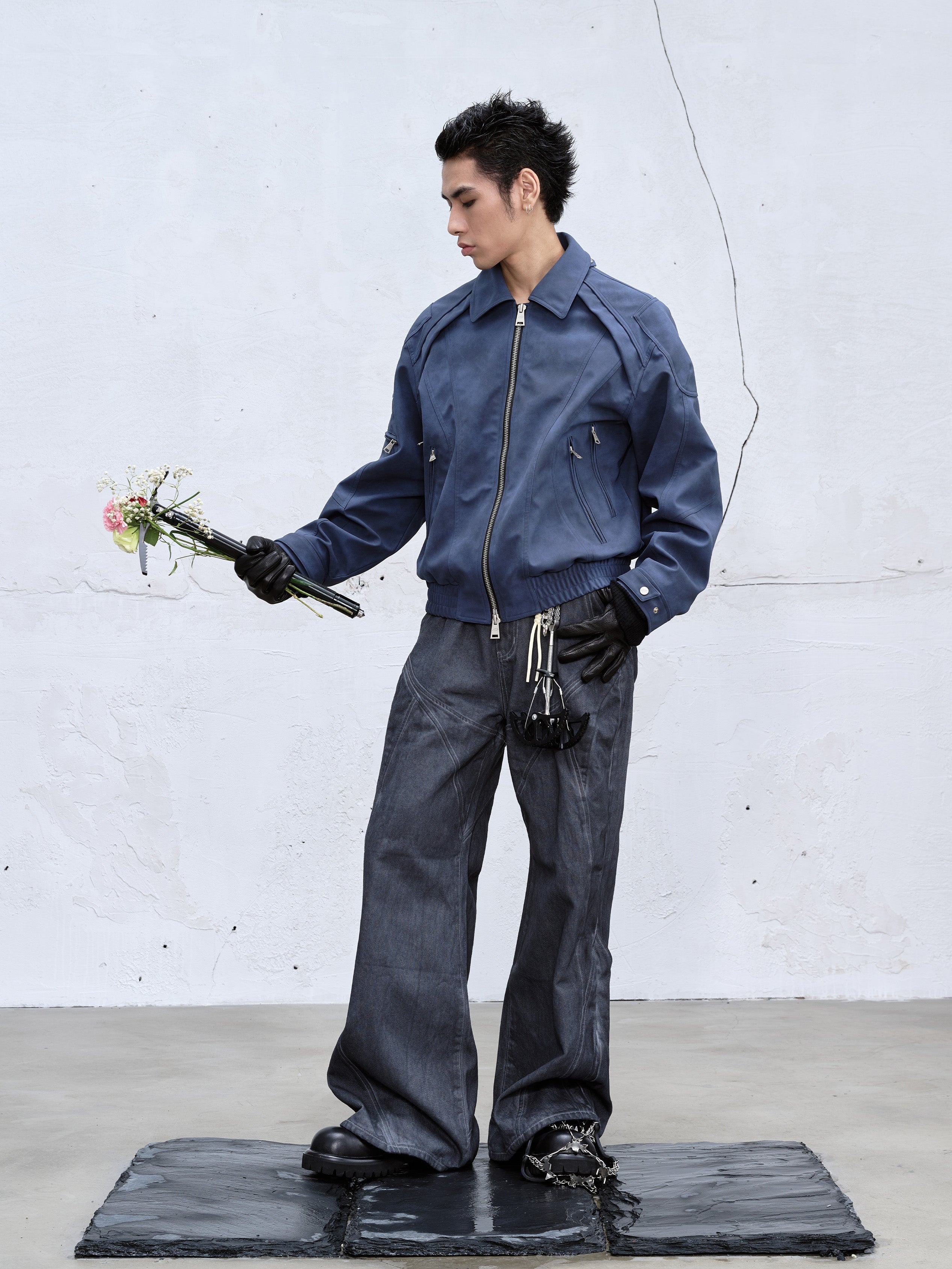 CATSSTAC Dyed Arc-Panel Wide-Leg Jeans