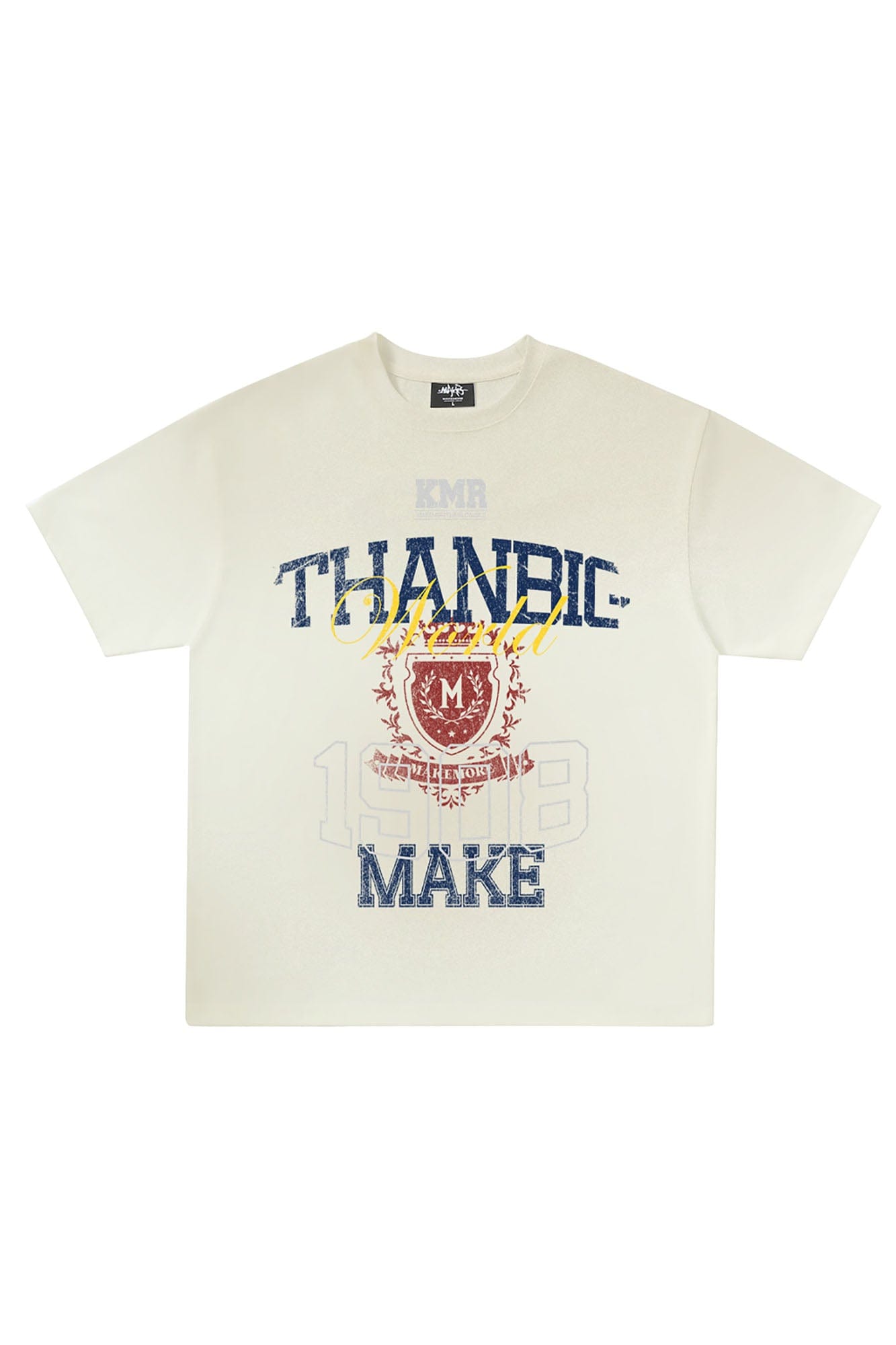 MAKEMORE Retro Distressed Gradient Graphics Oversized T-Shirt