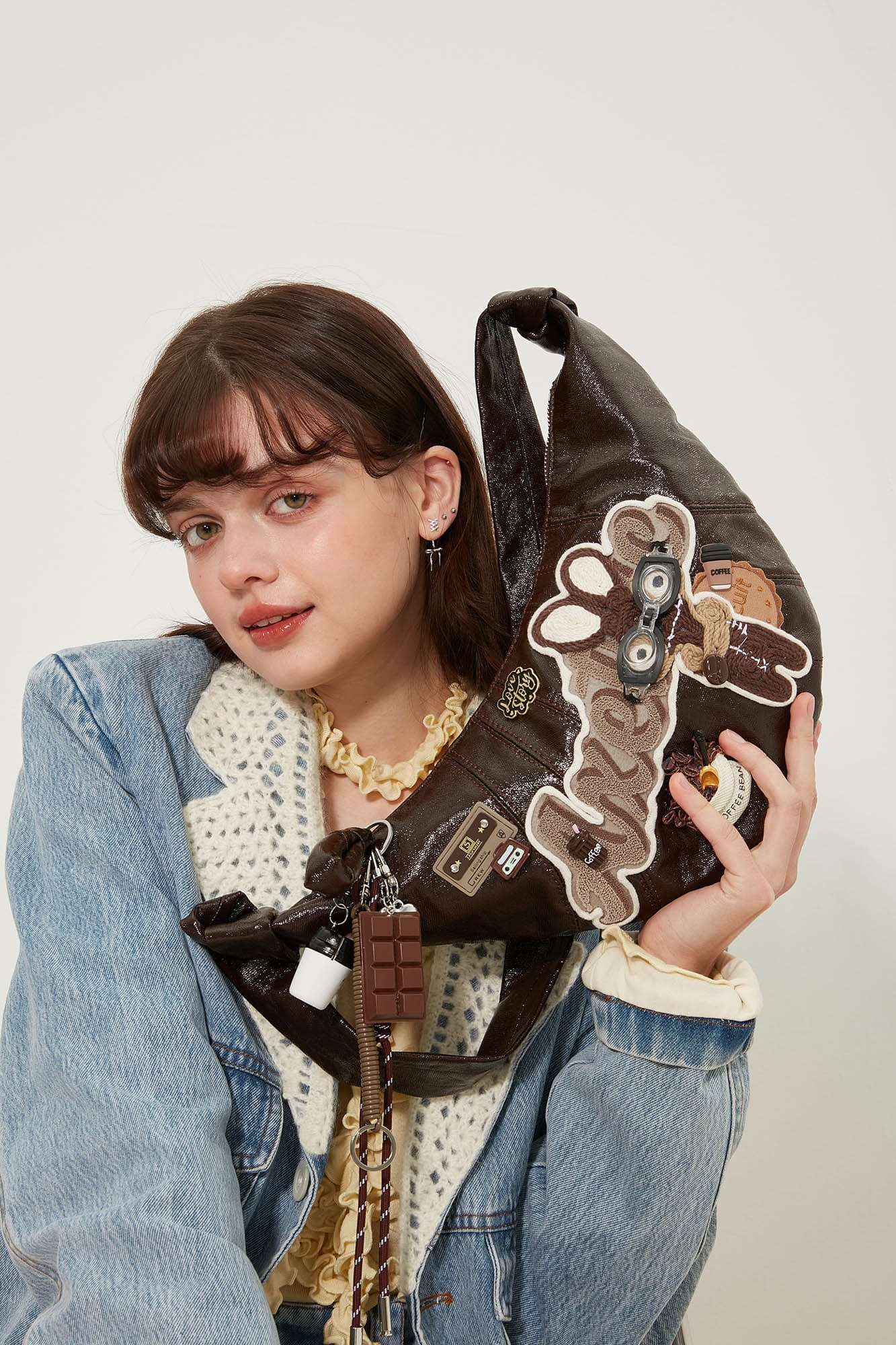 BLING BOX Mr. Bunny Café Croissant Shoulder Bag