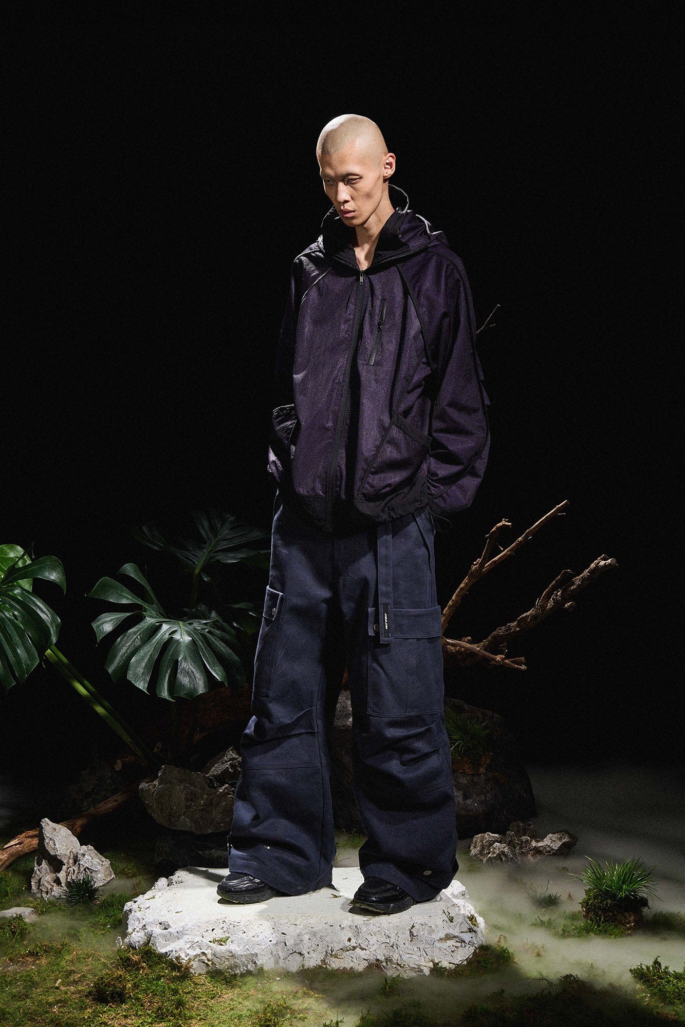 RELABEL Multi-Pocket Oversized Workwear Cargo Pants Dark Gray