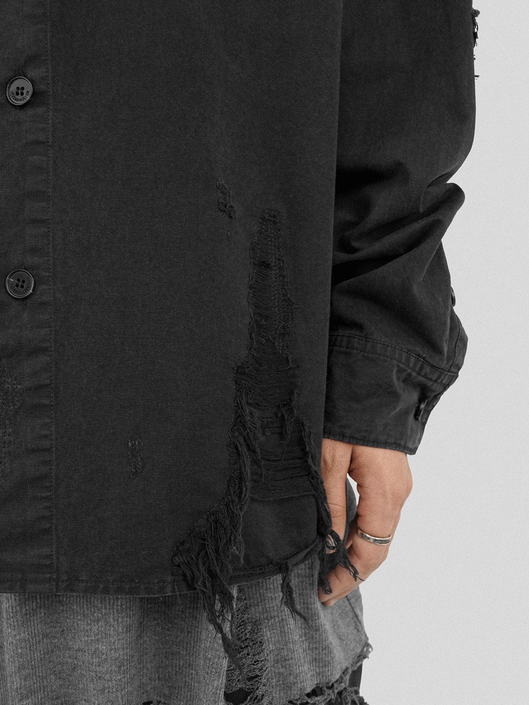 UNDERWATER Ripped Overshirt Black