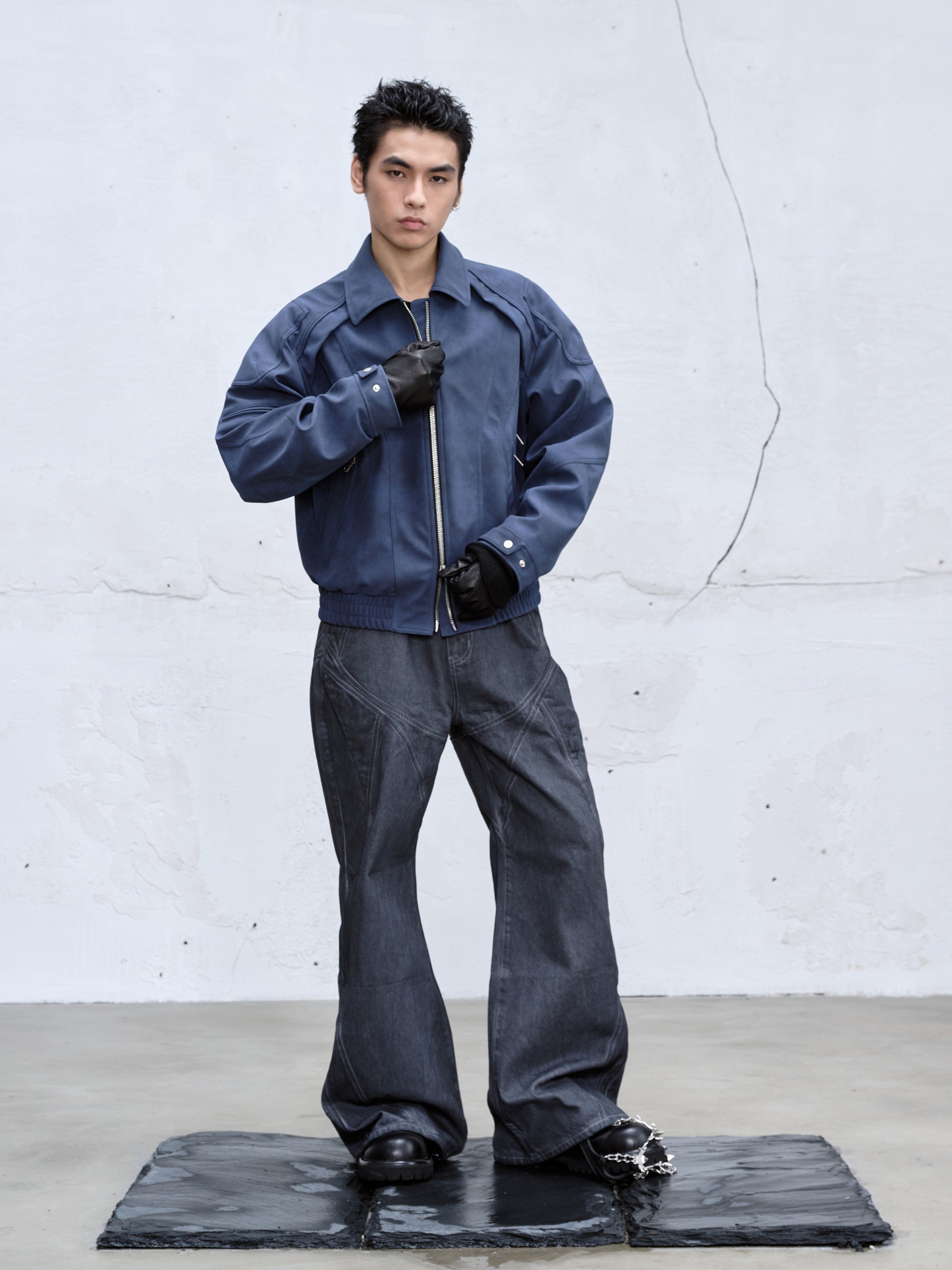 CATSSTAC Dyed Arc-Panel Wide-Leg Jeans
