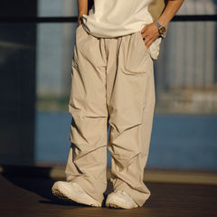BANANA CLUB Quick-Dry Drawstring Crinkled Parachute Pants