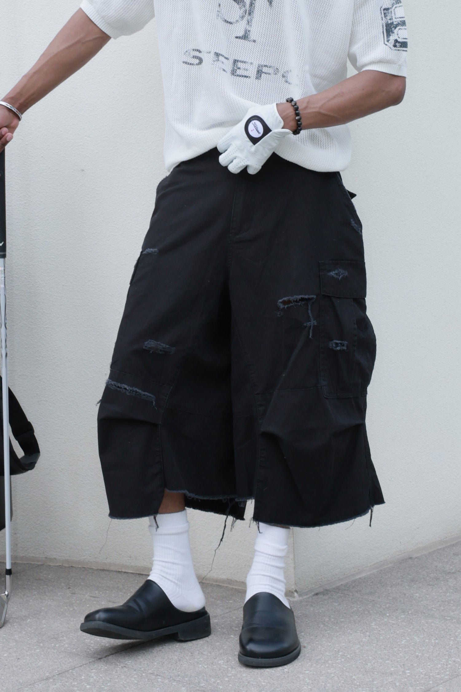 STEEPC Ripped Multi-Pocket Spliced Shorts