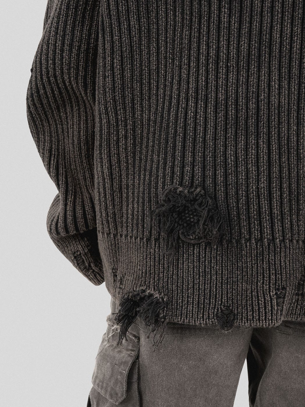 UNDERWATER Wasteland Ripped Sweater Charcoal