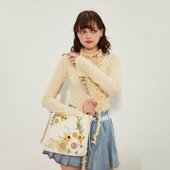 BLING BOX Bohemian Sunflower Embroidered Crossbody Bag