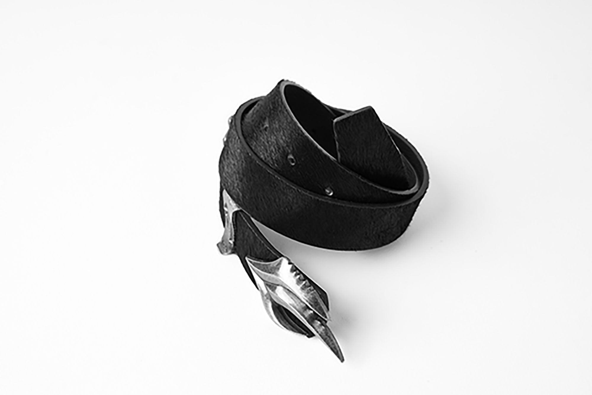 FLYERRER Gothic Buckle Cross-Star Hair-on Leather Belt