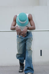 STEEPC Washed Rippled Straight-Leg Jeans