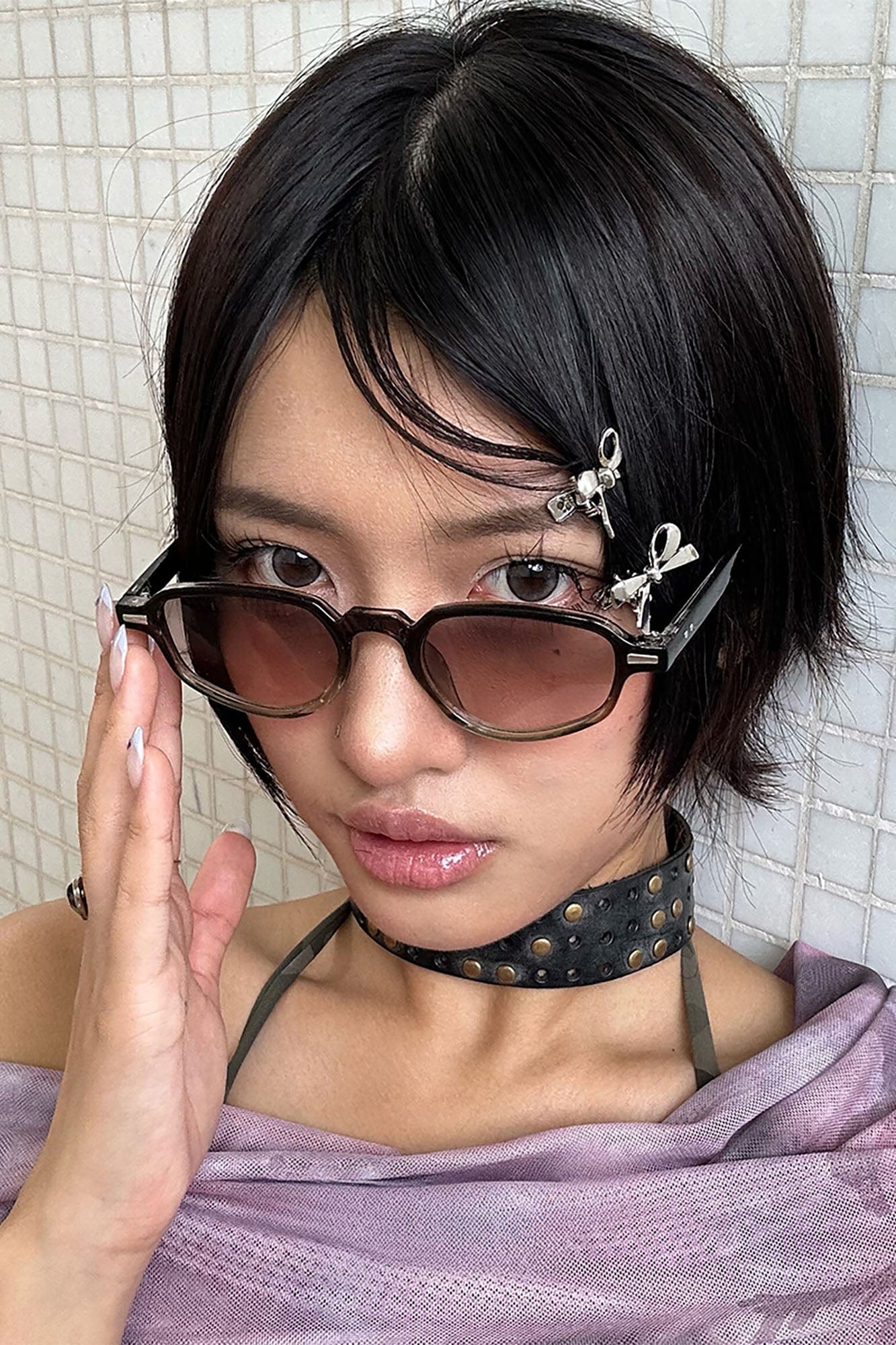 DAMAGE ASIA Gradient Lens Irregular Frame Sunglasses