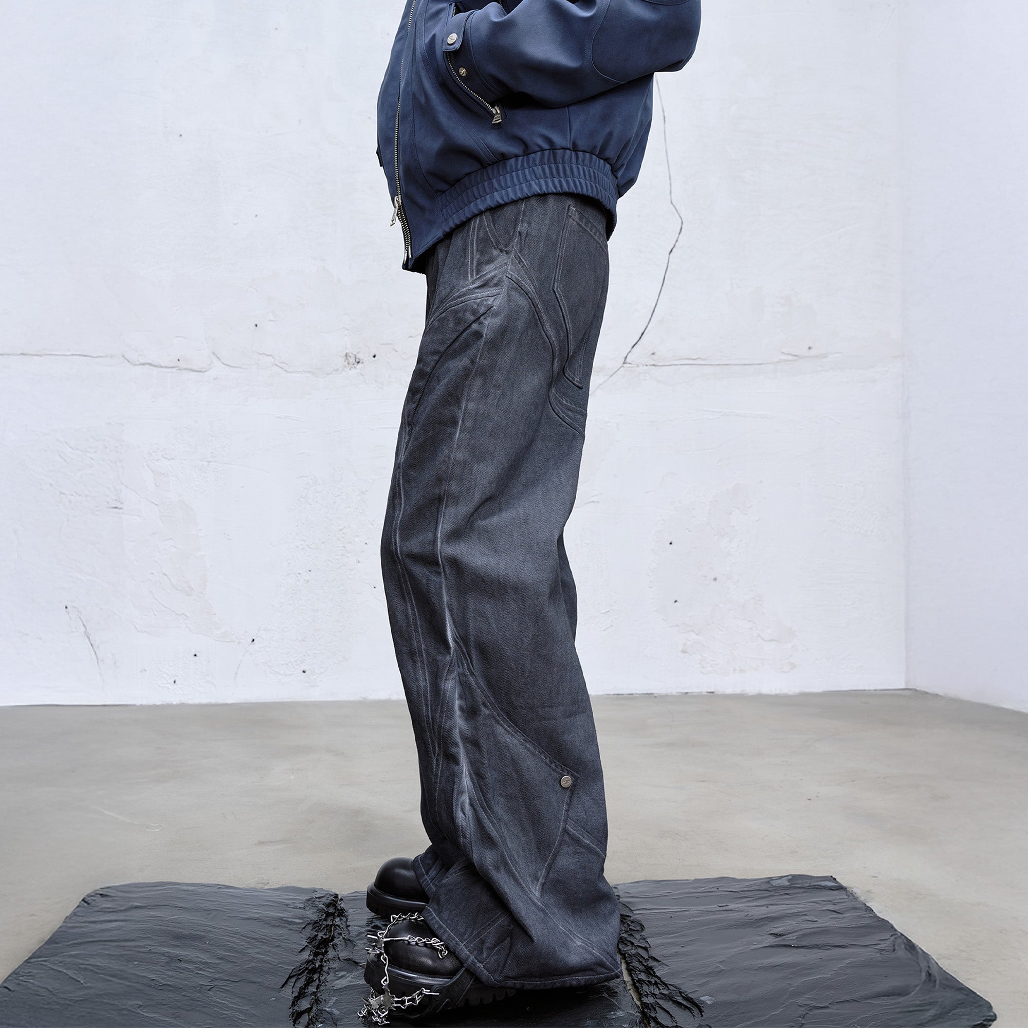 CATSSTAC Dyed Arc-Panel Wide-Leg Jeans