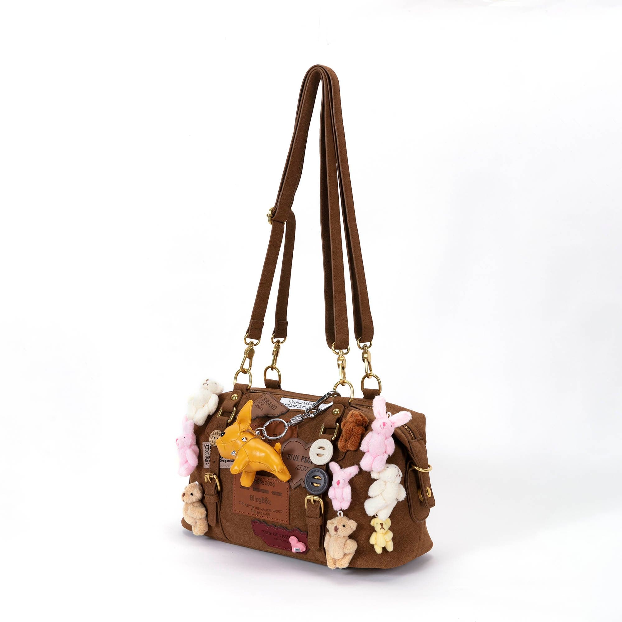 BLING BOX Plush Animal Charm Shoulder Bag