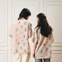 EPIC POETRY Porcelain Full-Print Half Shirt