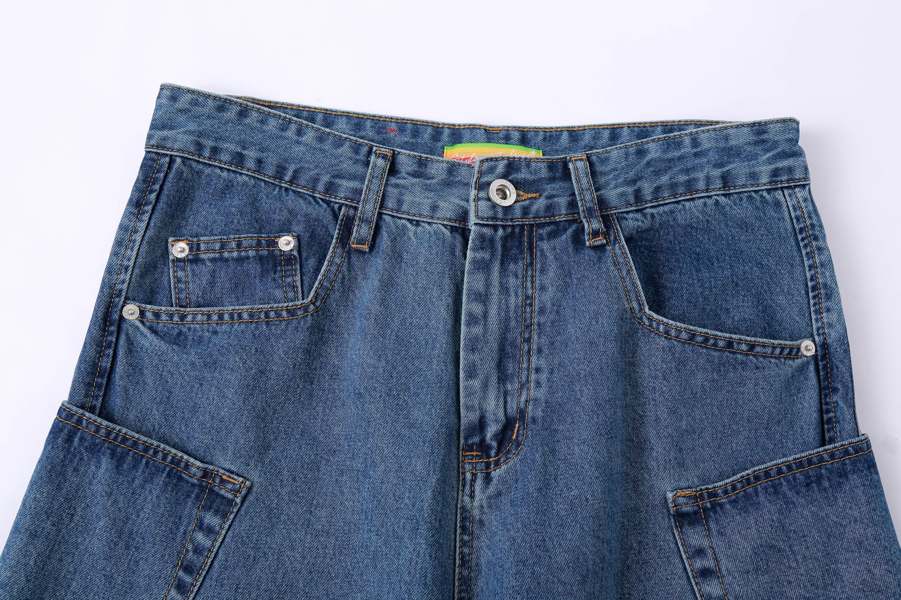 CLP Spliced Big-Pocket Curved Jeans